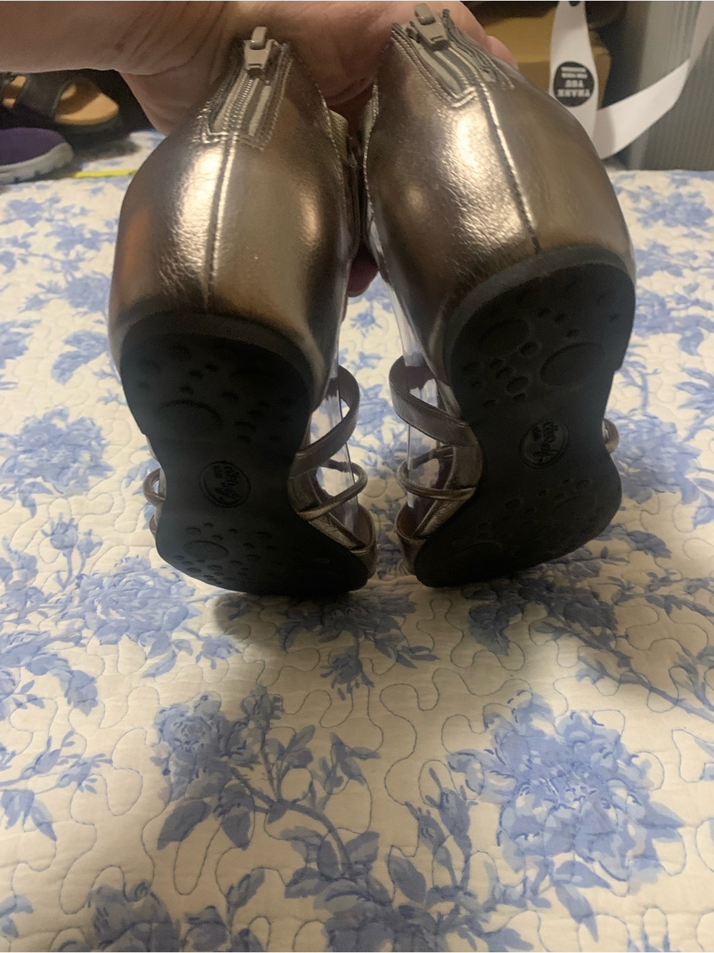Metallic Bronze Strappy Wedge Heels - Women's - Picture 4 of 6